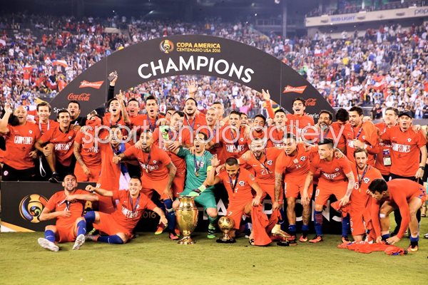 Chile team celebrate Copa America win