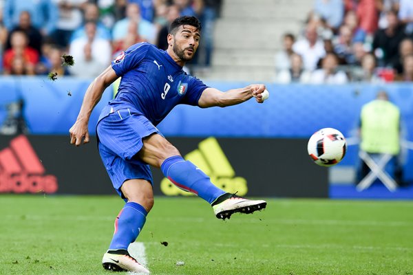 Graziano Pelle Italy scores v Spain Europeans 2016