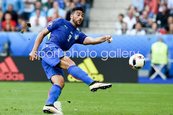 Graziano Pelle Italy scores v Spain Europeans 2016