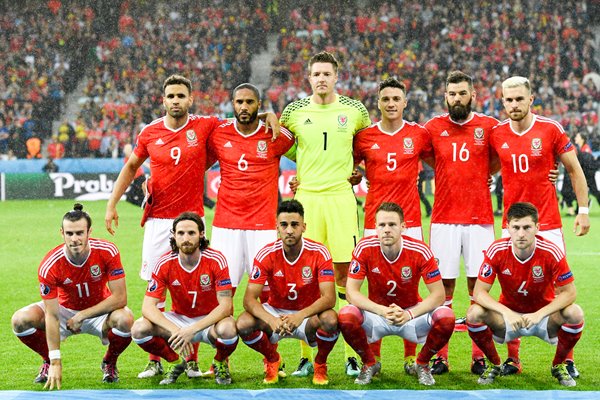  Wales team v Belgium Quarter Final Lille 2016