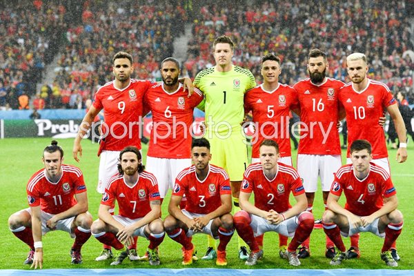  Wales team v Belgium Quarter Final Lille 2016