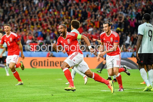 Ashley Williams Wales scores v Belgium Quarter Final 2016
