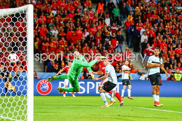 Sam Vokes Wales scores v Belgium Quarter Final 2016
