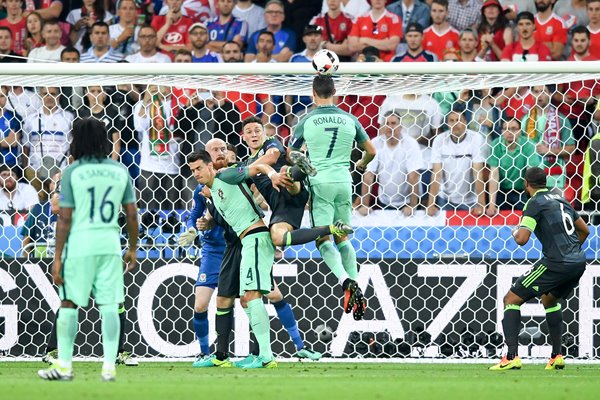 Cristiano Ronaldo Portugal scores v Wales Lyon 2016