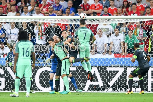 Cristiano Ronaldo Portugal scores v Wales Lyon 2016
