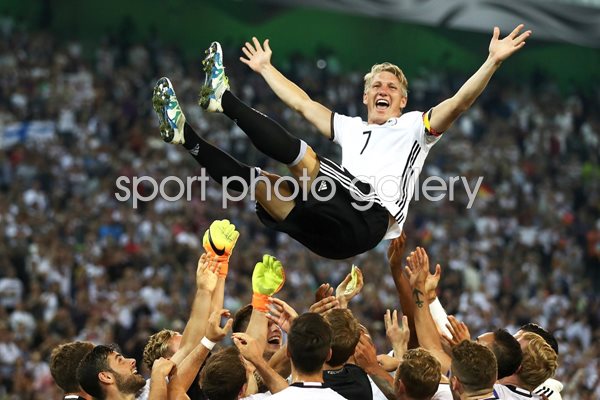 Bastian Schweinsteiger Germany thrown in to the air