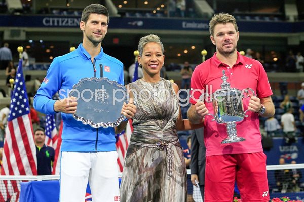 Stan Wawrinka Novak Djokovic 2016 US Open trophies