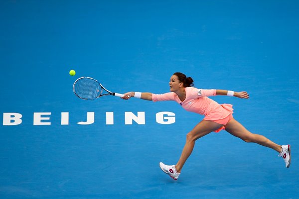 Agnieszka Radwanska returns a shot 2016 China Open