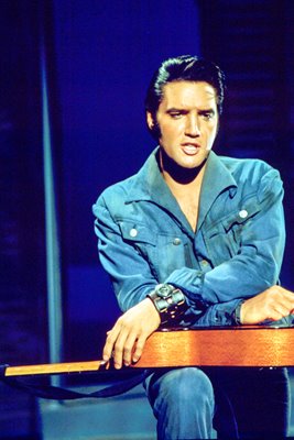 Elvis Presley in overalls