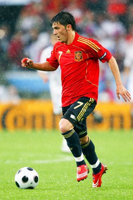 David Villa in action for Spain Euro 2008