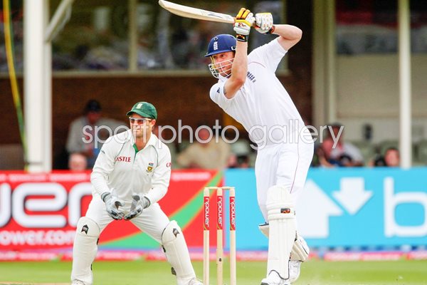 Andrew Flintoff drives v South Africa 2008