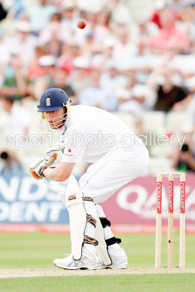 Andrew Flintoff ducks a bouncer v South Africa 2008