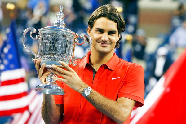 The smile of success, Federer & US Open Trophy.