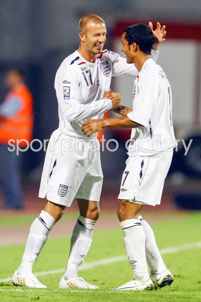 David Beckham congratulates Theo Walcott v Croatia 