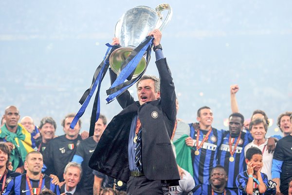 Mourinho holds his second Champions League trophy