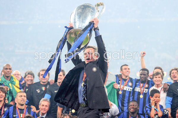 Mourinho holds his second Champions League trophy