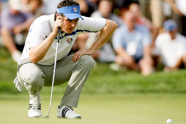 Justin Rose lines up a putt 2008 Ryder Cup 