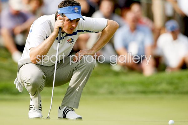 Justin Rose lines up a putt 2008 Ryder Cup 