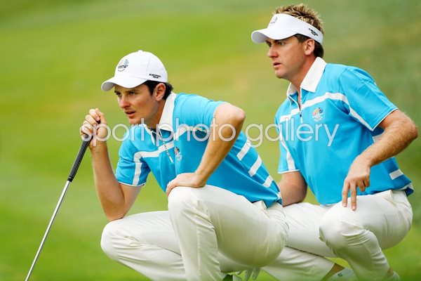 Poulter and Rose line up a putt 2008 Ryder Cup
