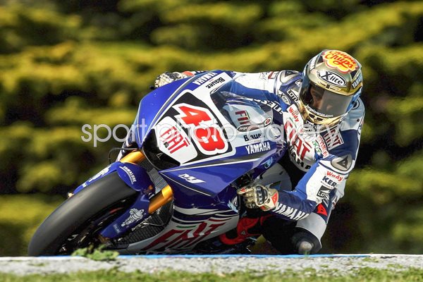 Jorge Lorenzo of Spain rides out of a corner 