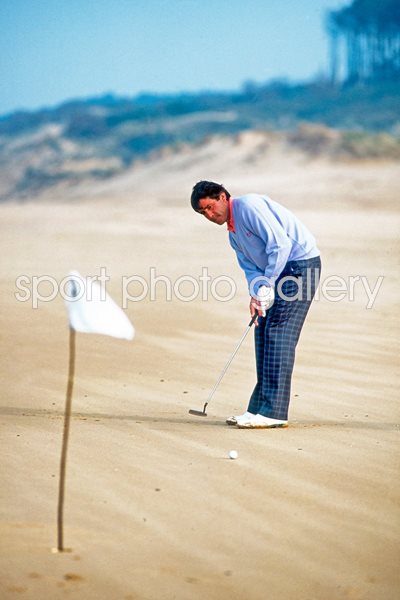Seve Ballesteros on the beach at Pedrena, Spain 1996