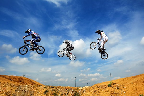 Riders in action at the BMX UCI World Cup