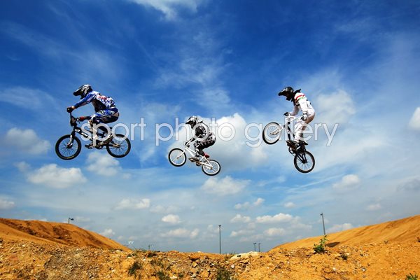 Riders in action at the BMX UCI World Cup
