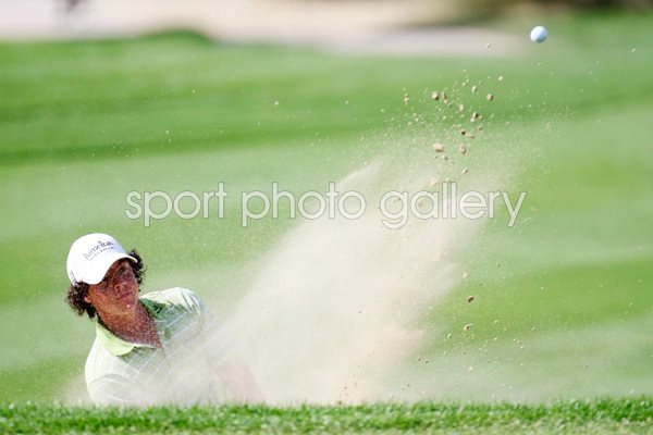 Rory McIlroy blasts from a bunker - Dubai 2009