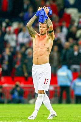 David Beckham applauds the fans at Wembley