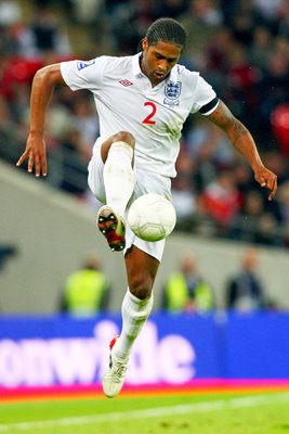 Glen Johnson of England controls the ball