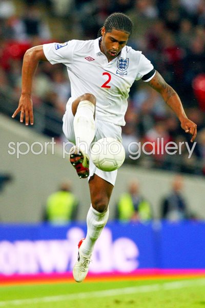 Glen Johnson of England controls the ball