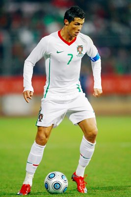 Ronaldo on the ball for Portugal 2009