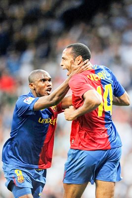 Barcelona beat Real, Henry celebrates  