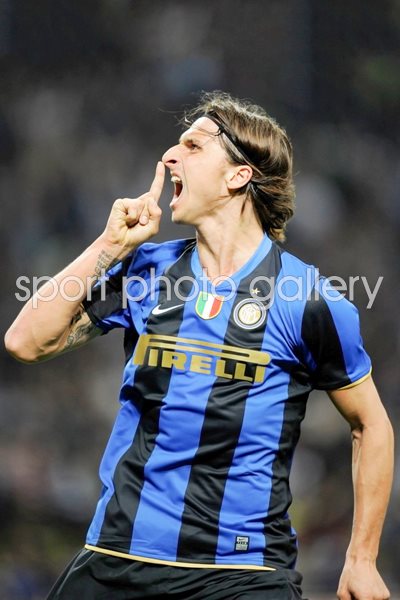 Zlatan Ibrahimovic of Inter celebrates a goal