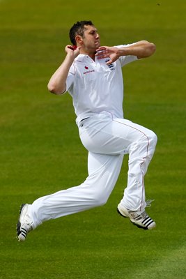 Tim Bresnan in action England v West Indies Lords 2009