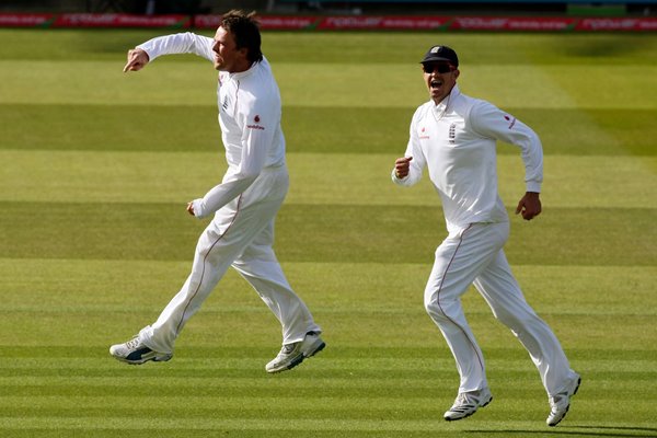 Graeme Swann aerial celebration Lords v West Indies 2009
