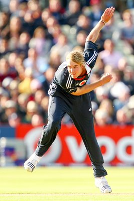 Stuart Broad bowls v West Indies Edgbaston 2009