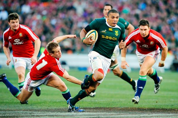 Bryan Habana scores for South Africa v Lions 2009