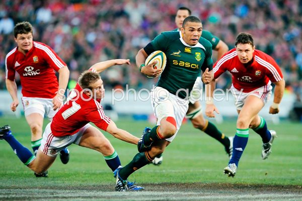 Bryan Habana scores for South Africa v Lions 2009