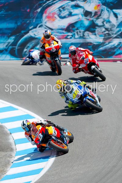 Dani Pedrosa leads Rossi and Stoner - USA GP 2009