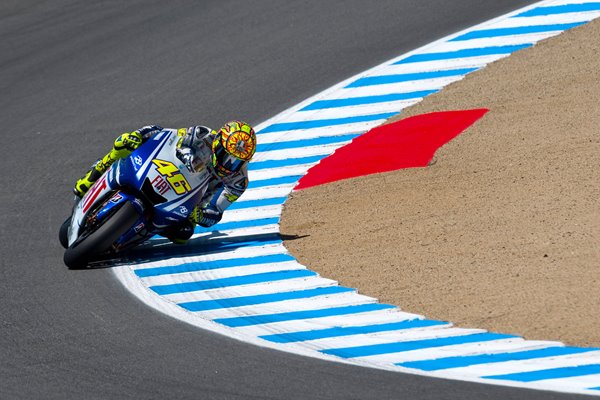 Valentino Rossi corners in California 2009