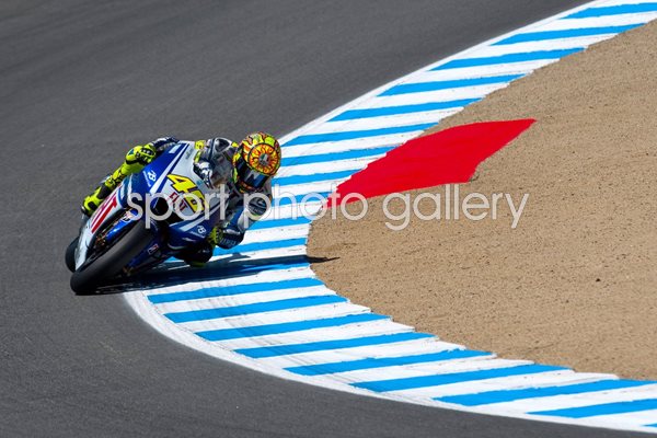 Valentino Rossi corners in California 2009