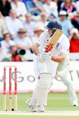 Andrew Strauss bats - Cardiff - Ashes 2009