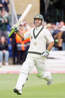Ricky Ponting celebrates Cardiff 100 - Ashes 2009