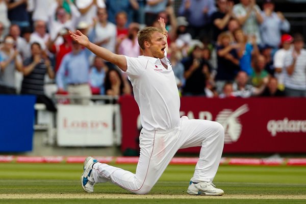 Freddie Flintoff celebrates 5 wickets Lords - Ashes 2009