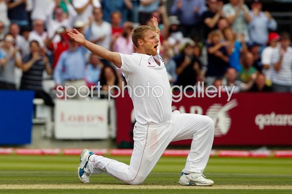 Freddie Flintoff celebrates 5 wickets Lords - Ashes 2009