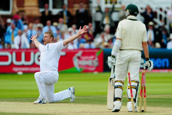 Andrew Flintoff celebrates fifth wicket Lords - Ashes 2009 