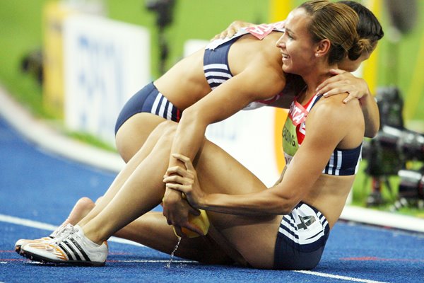 Jessica Ennis and Louise Hazel celebrate