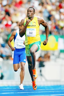 Usain Bolt 200m action Berlin 2009