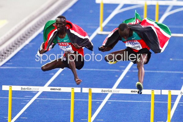 Kemboi and Kipkemboi of Kenya celebrate 